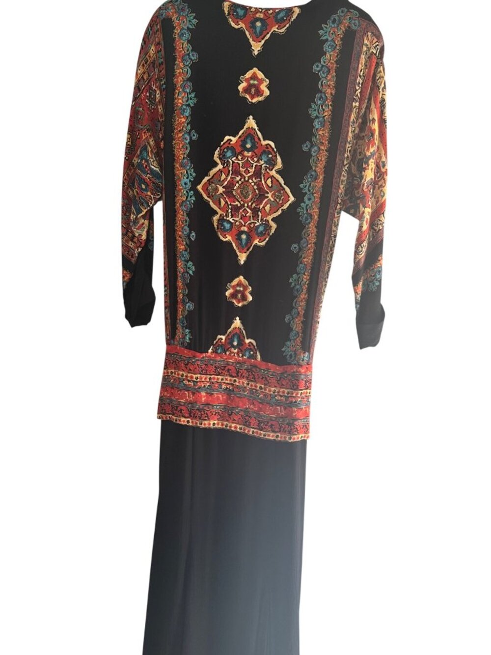 Carole Little Size 10 Vintage Multicolor Boho Midi Dress With Tie Waist Beads - Picture 11 of 12